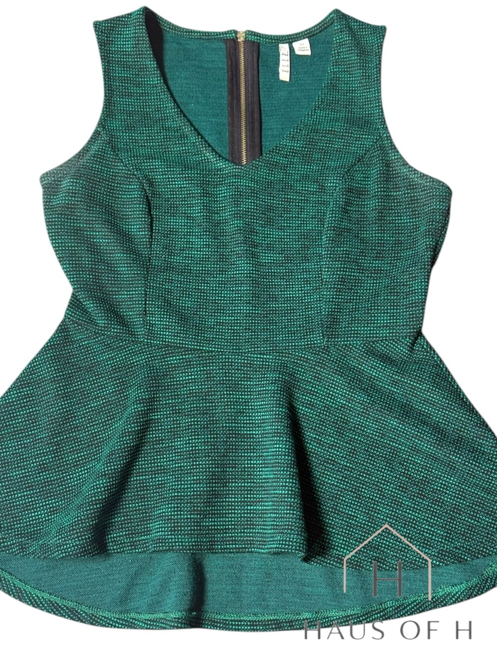 Elle Green Textured Peplum Tank Top